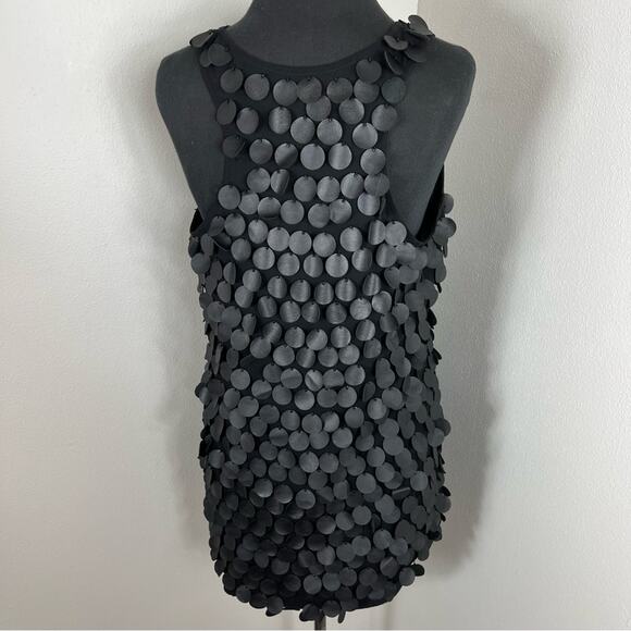 Zara Mini Dress Leather Sequin Disk Detail Sleeveless Party Going Out Black - Picture 7 of 7